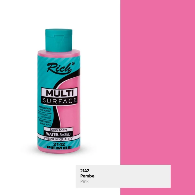 rich-multi-surface-2142-pembe-akrilik-boya-120cc رنگ مولتی سورفیس ریچ کد 2142 - Image 1